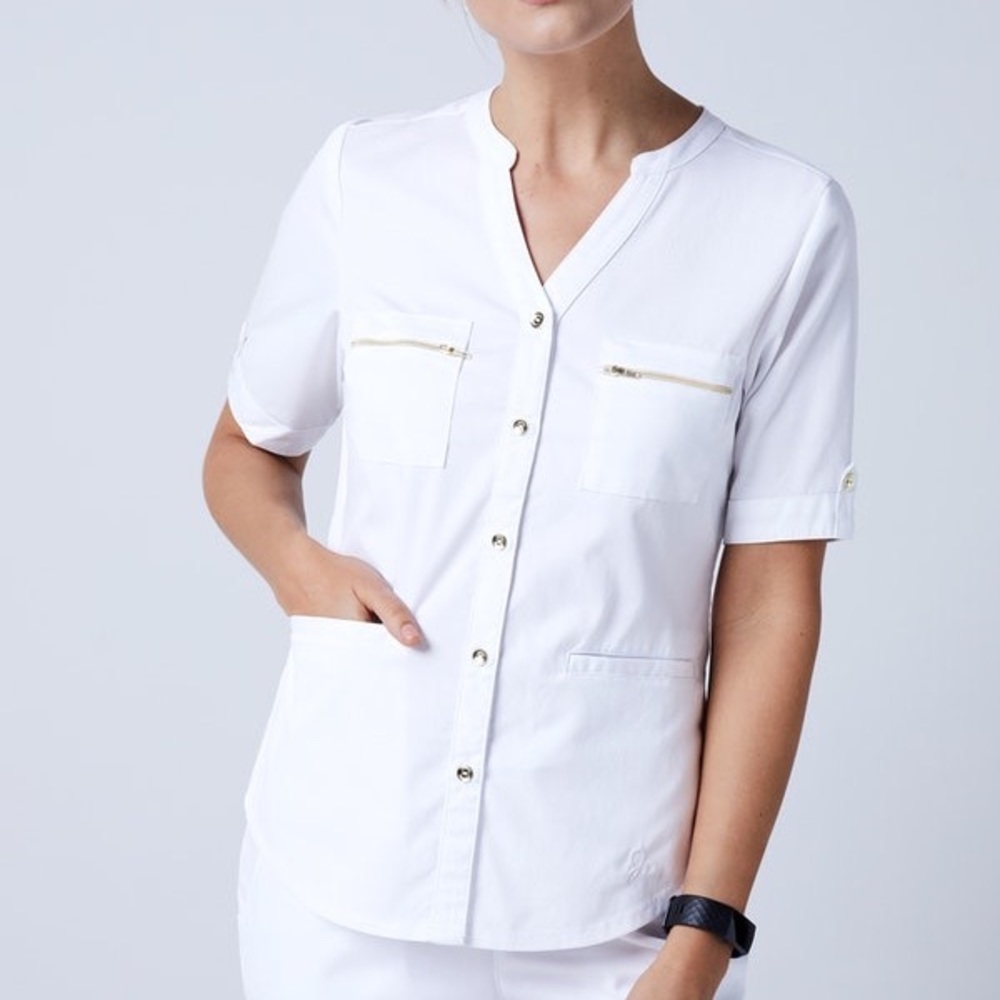 Jaanuu Button Down Scrub Top- small